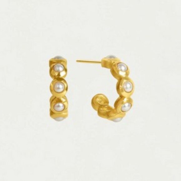 Dean Davidson Eternity Huggie Hoops in Pearl and Gold NEW - Picture 1 of 9